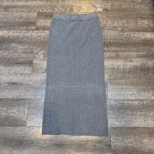 LUA Womens Ribbed Knit Midi Maxi Skirt Grey Elastic Waist One Size OS / TU